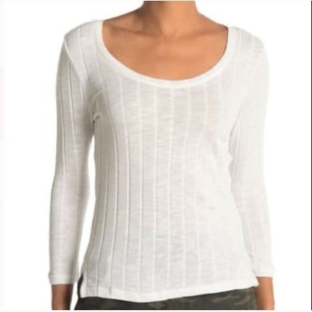 Sanctuary 3/4 Sleeve Ribbed Scoop Tee